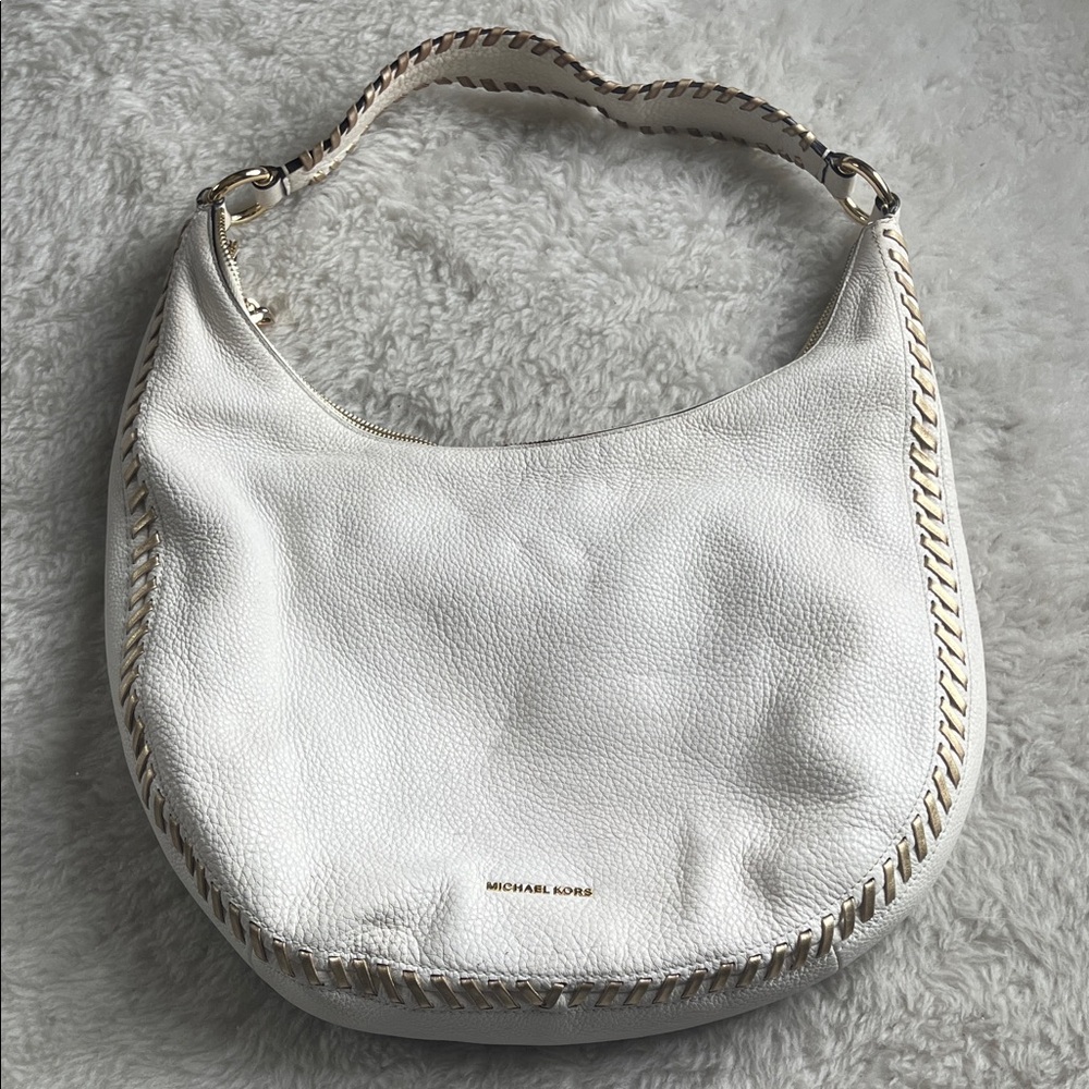 Michael Kors Cream Hobo Bag with Gold Accents